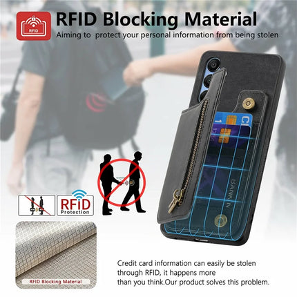 For Samsung Galaxy A16 4G / 5G Case with Card Holder Retro Leather+TPU Zipper Phone Cover