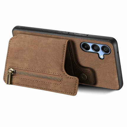 For Samsung Galaxy A16 4G / 5G Case with Card Holder Retro Leather+TPU Zipper Phone Cover