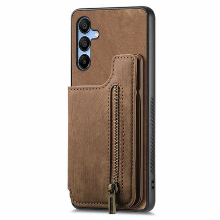 For Samsung Galaxy A16 4G / 5G Case with Card Holder Retro Leather+TPU Zipper Phone Cover
