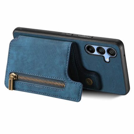 For Samsung Galaxy A16 4G / 5G Case with Card Holder Retro Leather+TPU Zipper Phone Cover