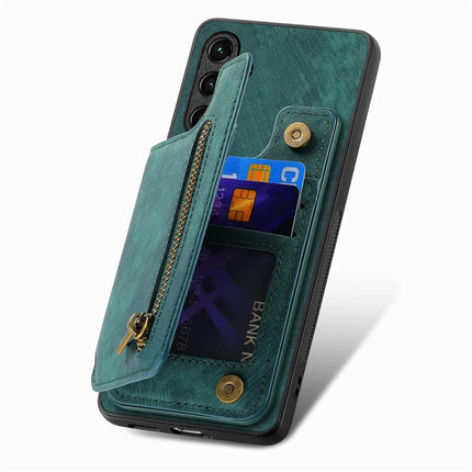 For Samsung Galaxy A16 4G / 5G Case with Card Holder Retro Leather+TPU Zipper Phone Cover