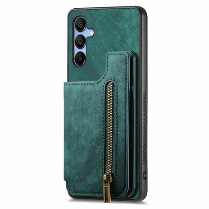 For Samsung Galaxy A16 4G / 5G Case with Card Holder Retro Leather+TPU Zipper Phone Cover
