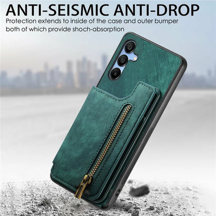 For Samsung Galaxy A16 4G / 5G Case with Card Holder Retro Leather+TPU Zipper Phone Cover