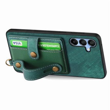 For Samsung Galaxy A16 4G / 5G Case Wristband Kickstand PU Leather Retro Back Cover Card Holder
