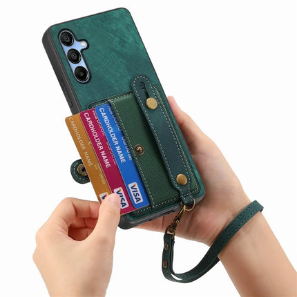 For Samsung Galaxy A16 4G / 5G Case Wristband Kickstand PU Leather Retro Back Cover Card Holder