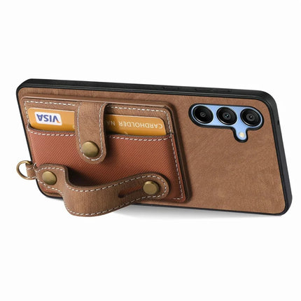 For Samsung Galaxy A16 4G / 5G Case Wristband Kickstand PU Leather Retro Back Cover Card Holder
