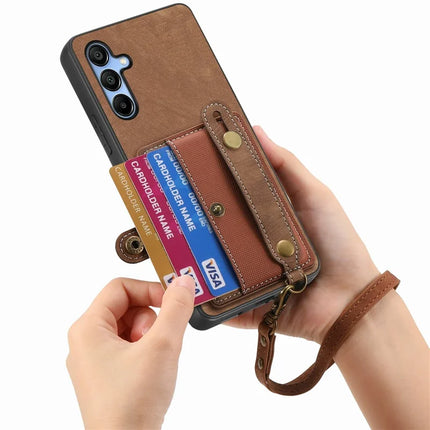 For Samsung Galaxy A16 4G / 5G Case Wristband Kickstand PU Leather Retro Back Cover Card Holder