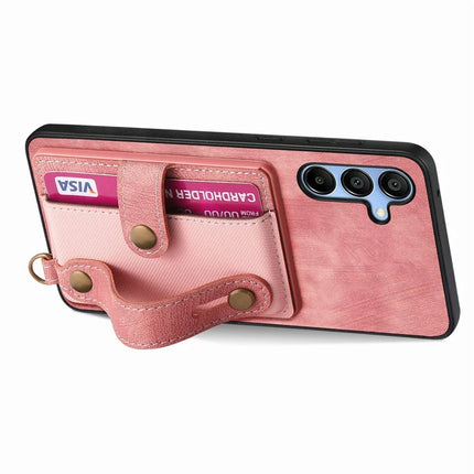 For Samsung Galaxy A16 4G / 5G Case Wristband Kickstand PU Leather Retro Back Cover Card Holder