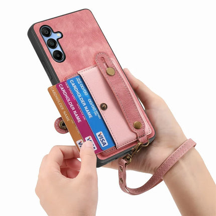 For Samsung Galaxy A16 4G / 5G Case Wristband Kickstand PU Leather Retro Back Cover Card Holder