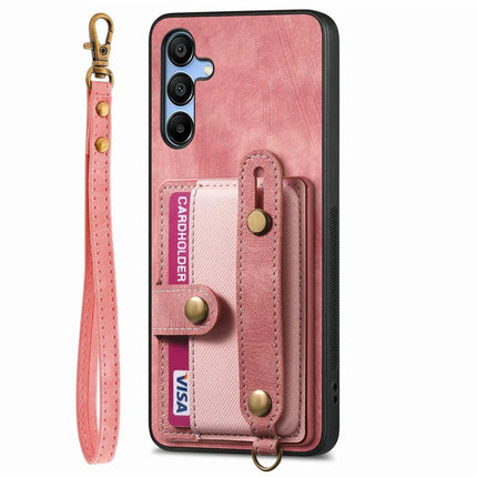 For Samsung Galaxy A16 4G / 5G Case Wristband Kickstand PU Leather Retro Back Cover Card Holder
