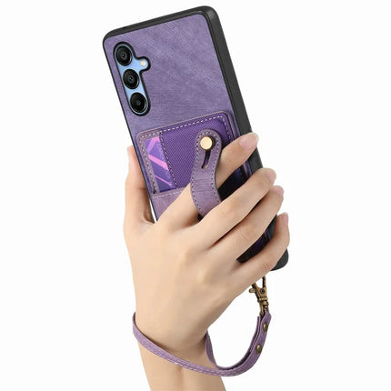 For Samsung Galaxy A16 4G / 5G Case Wristband Kickstand PU Leather Retro Back Cover Card Holder