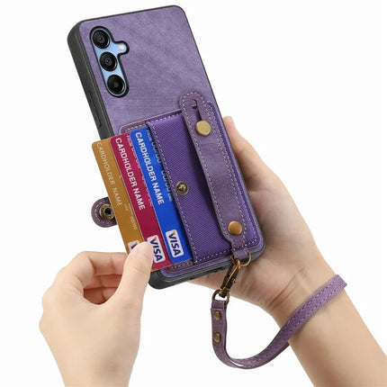 For Samsung Galaxy A16 4G / 5G Case Wristband Kickstand PU Leather Retro Back Cover Card Holder