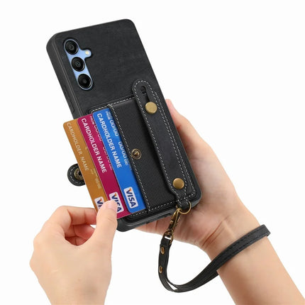 For Samsung Galaxy A16 4G / 5G Case Wristband Kickstand PU Leather Retro Back Cover Card Holder