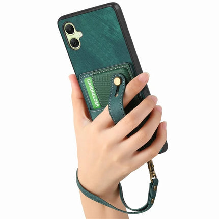 For Samsung Galaxy A06 Case Wristband Kickstand PU Leather Retro Back Cover Card Holder