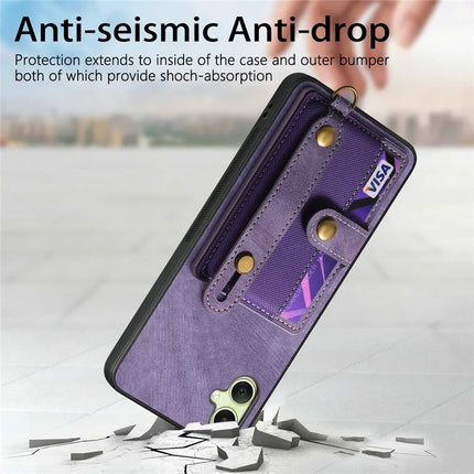 For Samsung Galaxy A06 Case Wristband Kickstand PU Leather Retro Back Cover Card Holder