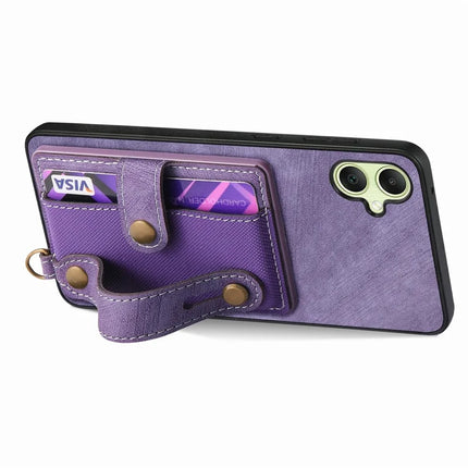For Samsung Galaxy A06 Case Wristband Kickstand PU Leather Retro Back Cover Card Holder