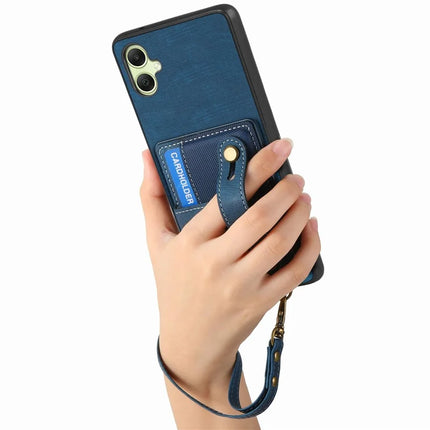 For Samsung Galaxy A06 Case Wristband Kickstand PU Leather Retro Back Cover Card Holder