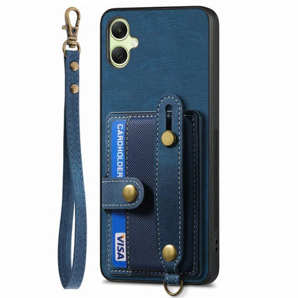 For Samsung Galaxy A06 Case Wristband Kickstand PU Leather Retro Back Cover Card Holder