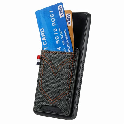 For Samsung Galaxy A06 Phone Case Retro Jean Cloth Texture Leather Back Cover Card Holder
