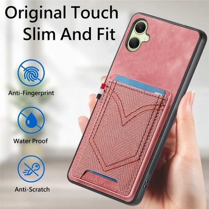 For Samsung Galaxy A06 Phone Case Retro Jean Cloth Texture Leather Back Cover Card Holder