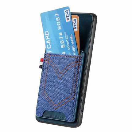 For Samsung Galaxy A06 Phone Case Retro Jean Cloth Texture Leather Back Cover Card Holder