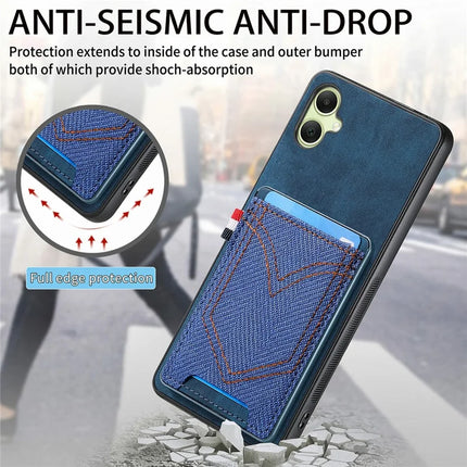 For Samsung Galaxy A06 Phone Case Retro Jean Cloth Texture Leather Back Cover Card Holder