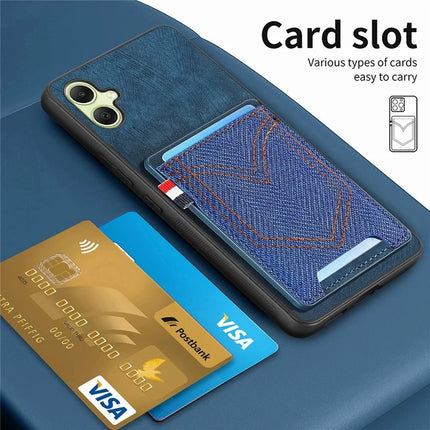 For Samsung Galaxy A06 Phone Case Retro Jean Cloth Texture Leather Back Cover Card Holder