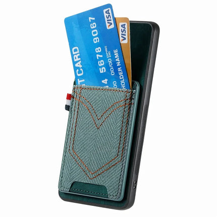 For Samsung Galaxy A06 Phone Case Retro Jean Cloth Texture Leather Back Cover Card Holder