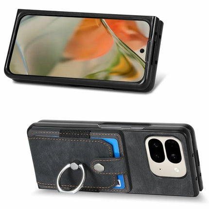 For Google Pixel 9 Pro Fold 5G Case Kickstand Leather+PC Non-Slip Protective Cover Card Slots