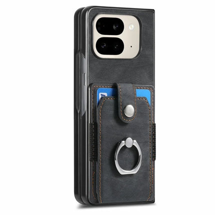 For Google Pixel 9 Pro Fold 5G Case Kickstand Leather+PC Non-Slip Protective Cover Card Slots