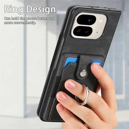 For Google Pixel 9 Pro Fold 5G Case Kickstand Leather+PC Non-Slip Protective Cover Card Slots