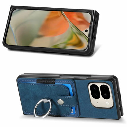 For Google Pixel 9 Pro Fold 5G Case Kickstand Leather+PC Non-Slip Protective Cover Card Slots