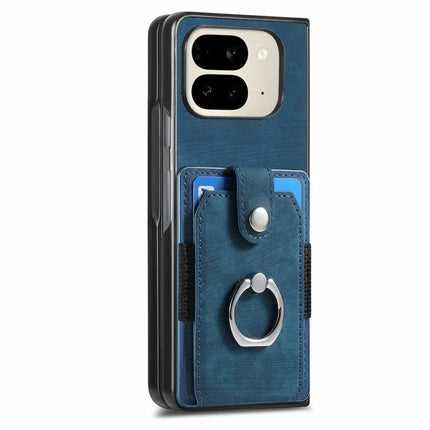 For Google Pixel 9 Pro Fold 5G Case Kickstand Leather+PC Non-Slip Protective Cover Card Slots
