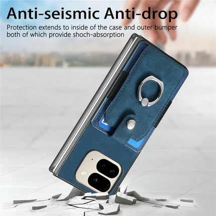 For Google Pixel 9 Pro Fold 5G Case Kickstand Leather+PC Non-Slip Protective Cover Card Slots