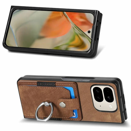 For Google Pixel 9 Pro Fold 5G Case Kickstand Leather+PC Non-Slip Protective Cover Card Slots