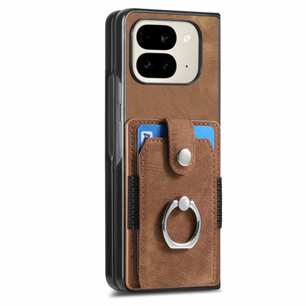 For Google Pixel 9 Pro Fold 5G Case Kickstand Leather+PC Non-Slip Protective Cover Card Slots