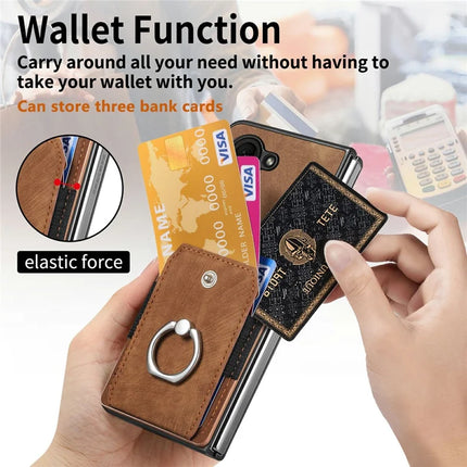 For Google Pixel 9 Pro Fold 5G Case Kickstand Leather+PC Non-Slip Protective Cover Card Slots