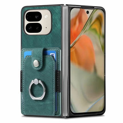For Google Pixel 9 Pro Fold 5G Case Kickstand Leather+PC Non-Slip Protective Cover Card Slots