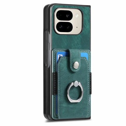 For Google Pixel 9 Pro Fold 5G Case Kickstand Leather+PC Non-Slip Protective Cover Card Slots