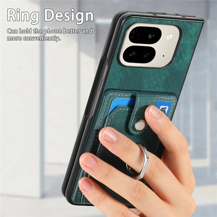 For Google Pixel 9 Pro Fold 5G Case Kickstand Leather+PC Non-Slip Protective Cover Card Slots