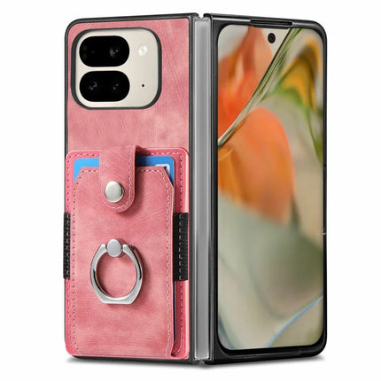 For Google Pixel 9 Pro Fold 5G Case Kickstand Leather+PC Non-Slip Protective Cover Card Slots