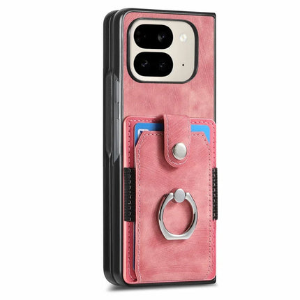 For Google Pixel 9 Pro Fold 5G Case Kickstand Leather+PC Non-Slip Protective Cover Card Slots