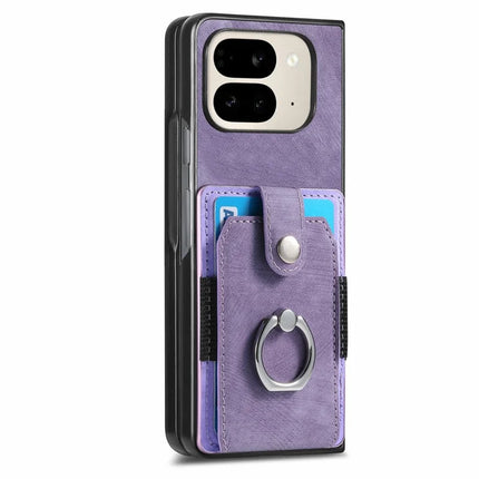 For Google Pixel 9 Pro Fold 5G Case Kickstand Leather+PC Non-Slip Protective Cover Card Slots