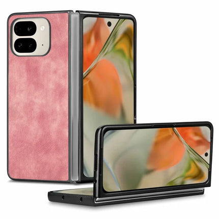 For Google Pixel 9 Pro Fold 5G Case Retro PU Leather Coated PC Folding Phone Cover