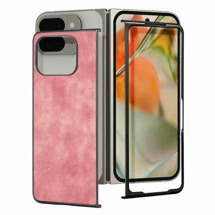 For Google Pixel 9 Pro Fold 5G Case Retro PU Leather Coated PC Folding Phone Cover
