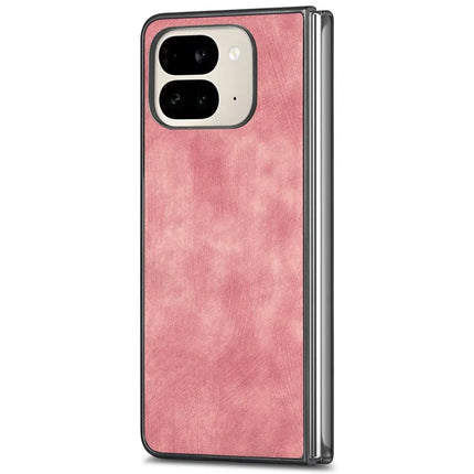 For Google Pixel 9 Pro Fold 5G Case Retro PU Leather Coated PC Folding Phone Cover