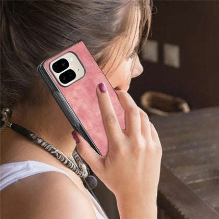 For Google Pixel 9 Pro Fold 5G Case Retro PU Leather Coated PC Folding Phone Cover