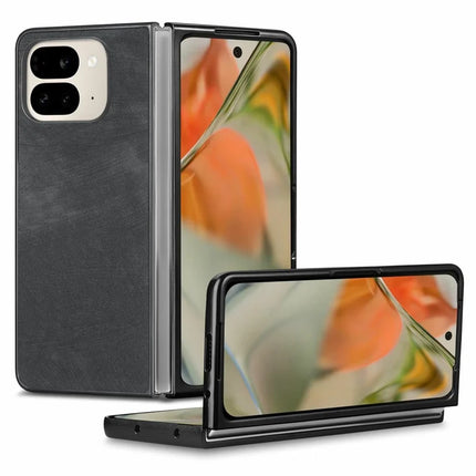 For Google Pixel 9 Pro Fold 5G Case Retro PU Leather Coated PC Folding Phone Cover