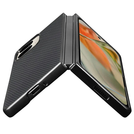 For Google Pixel 9 Pro Fold 5G Case Retro PU Leather Coated PC Folding Phone Cover