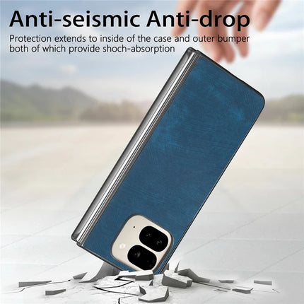 For Google Pixel 9 Pro Fold 5G Case Retro PU Leather Coated PC Folding Phone Cover